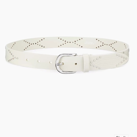 NWT Isabel Marant Telly Leather Belt White Silver 75 - Picture 1 of 8